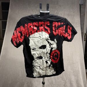 Members Only Black T Shirt Graphic Print Ski‎ Mask Mens Size S 160 80A